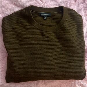 Banana Republic Men's Dark Olive Textured Crewneck Sweater